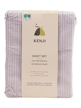 KENJI 180tc Cotton Percale Striped Sheet Set
